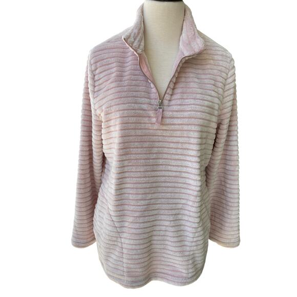 ❌❌ SOLD ❌❌ Weekends by Chico's Blush Ribbed Fuzzy Henley Sweater/Top Size 1 (M) - Picture 2 of 10